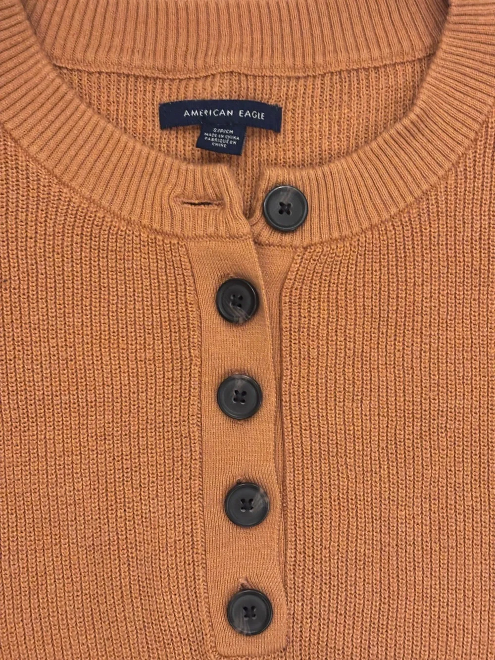 ae Muted Gold/Rust Color Henley Sweater